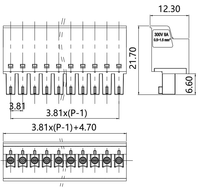 插拔式端子臺(tái)-插頭PG-381N(圖1)