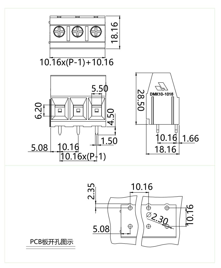 固定式端子臺(tái)DMK10-1016(圖1)