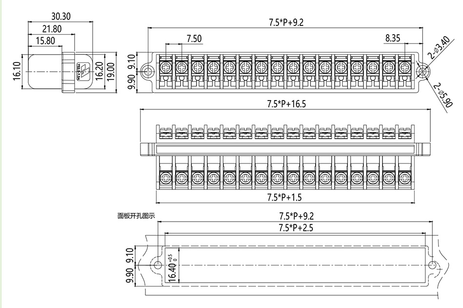 7.5mm間距電流電壓端子TS2.5-7.5A/XX(圖1)